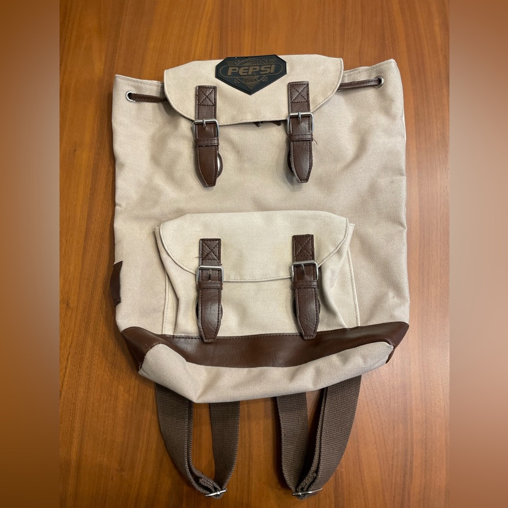Pepsi vintage beige canvas backpack